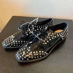 Zara Black Studded Loafers NWOT